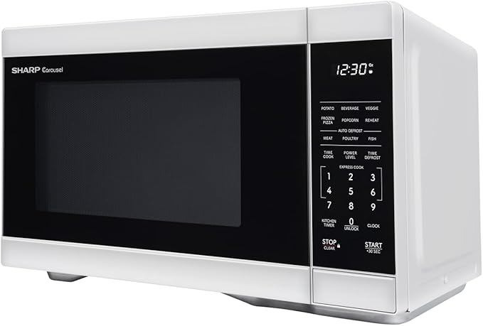 SHARP Countertop Microwave Oven with Removable 12.4" Carousel Turntable, 1000 Watt, 1.1 Cubic Feet, White