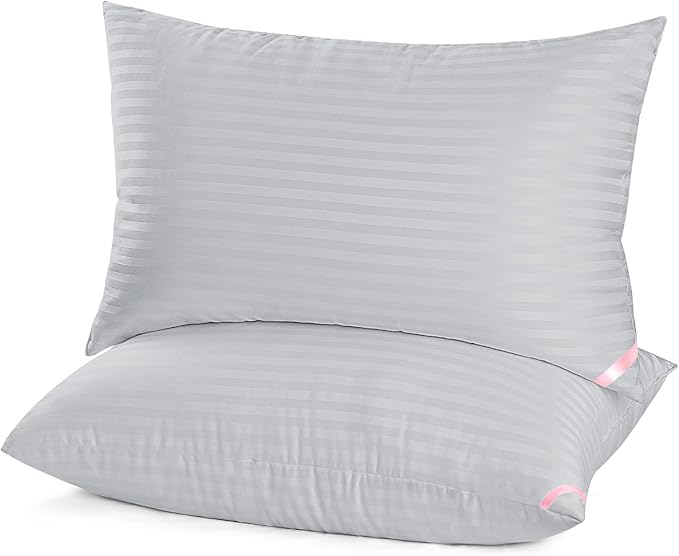 EIUE Bed Pillows for Sleeping 2 Pack Queen Size，Pillows for Side and Back Sleepers,Super Soft Down Alternative Microfiber Filled Pillows,20 x 30 Inches,Grey
