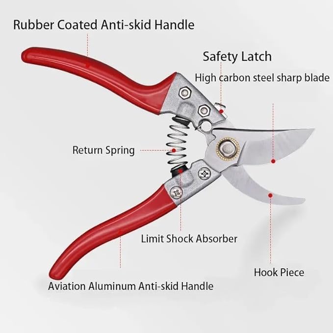 Pruning Shears SK5 Carbon Steel – Hand Pruners & Garden Clippers for Tree, Bonsai & Landscaping, Ergonomic Design with Replacement Spring & Bonus Fine Shears