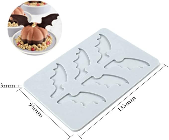 Silicone Molds 3D Hollow Leaf Chocolate Molds Honeycomb Bee Candy Mold Flower Pattern Fondant Mold Cake Topper Sugar Craft Decoration (C_Bat_5.32 * 3.8 * 0.12inch)