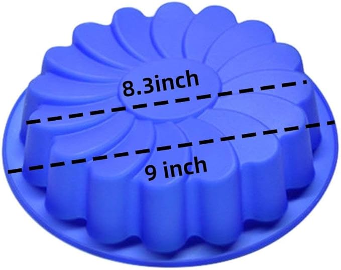 Jiareally Silicone Large Flower Cake Mould for Chocolate Jello Candy Silicone Baking Molds for Cakes,9 inch Non-Stick Fluted Tube Cake Pans