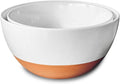 Mora Ceramic Large Mixing Bowls - Set of 2 Nesting Bowls for Cooking, Serving, Popcorn, Salad etc - Microwavable Kitchen Stoneware, Oven, Microwave and Dishwasher Safe - Extra Big 5.5 & 3.6 Qt - White