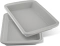 Silicone Baking Mold, Detroit Style Pizza Pan, Rectangular Baking Dish with Handles, Compatible with Fancy Panz, for Lasagna, Cake, Brownie or Family Dinner, 12.6 x 9.8 x 2.1 Inch (2 Pack, Grey)