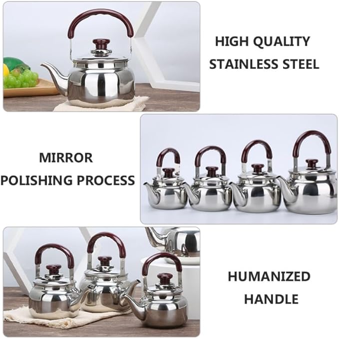 LIFKOME Whistling Water Kettle Traditional Tea Pot Stainless Steel Water Boiling Kettle 750ml Stovetop Kettle with Handle for Home Hotel