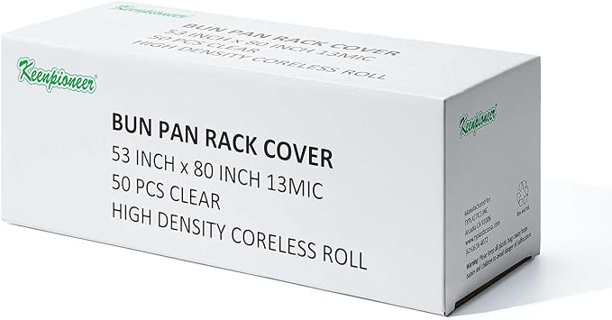 Keenpioneer Disposable Bun Pan Rack Cover Rolls, 53x 80 Inch, Clear (Case of 50)