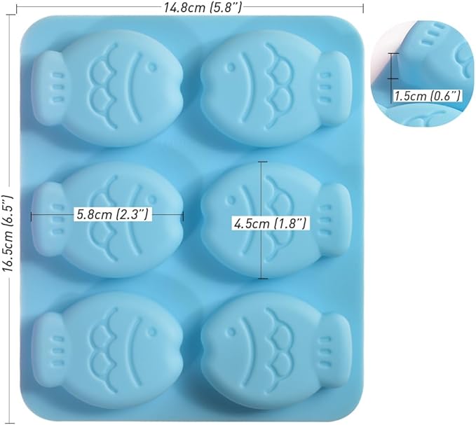 Newk Fish-Shaped Silicone Molds for Cookies, Chocolates, Candy, and Ice Cubes – Cute Design, 2 Blue and 2 Pink, Perfect for DIY Baking and Crafts (Pack of 4)