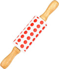 Mini Silicone Rolling Pin for Kids, Non-stick Surface Wood Handle, 9 Inch 1 Pack Red Point