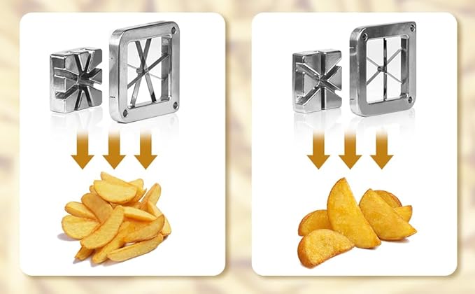 French Fry Cutter Commercial Potato Slicer with Suction Feet Complete Set, Includes 1/4", 3/8",1/2",8 Pieces,6 Pieces