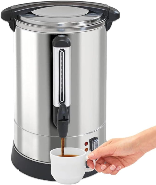 100-Cup XL Commercial Coffee Urn | Stainless Steel Coffee Maker Hot Beverage Dispenser for Catering & Events | Extra Large Commercial Size Coffee Brewer Broiler