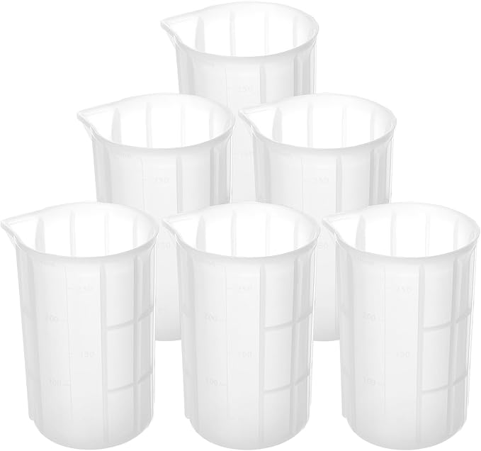 Gartful 300ml Large Silicone Measuring Cups, 10OZ Reusable Squeeze and Pour Resin Cups for Epoxy, Casting Molds, Slime, Craft Art Projects, Cup Making, Waxing, 6 Packs