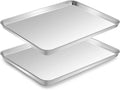 Stainless Steel Baking Sheet Set, 2 Pcs Cookie Sheet Pan Baking Trays for Oven, Non Stick and Heavy Duty and Easy Clean, 15.9 x 12 x 1 Inch