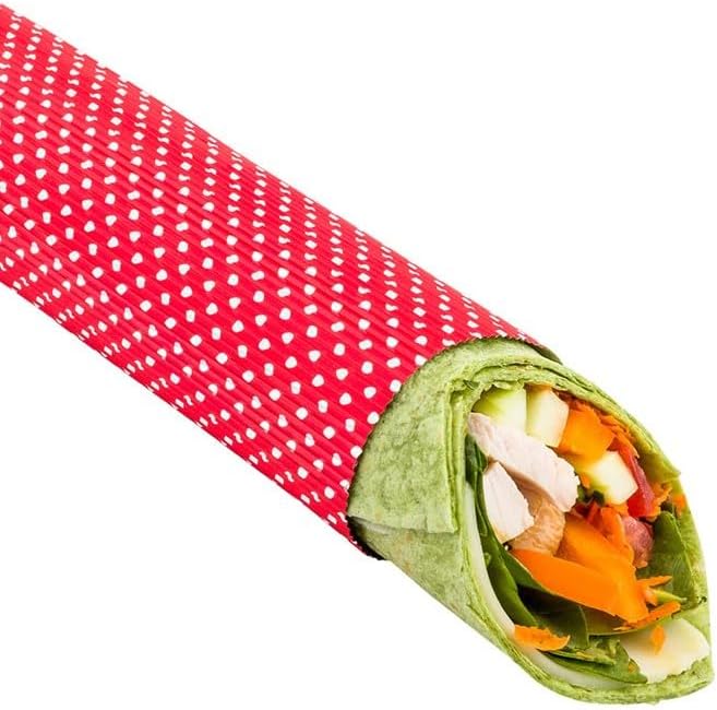 Restaurantware 12" x 12" Rippled Aluminum Foil Food Wrap and Fry Basket Liner: Perfect for Restaurant Take Out Bakeries and Food Trucks - Red Polka Dot Foil Sandwich Wraps - 500-CT