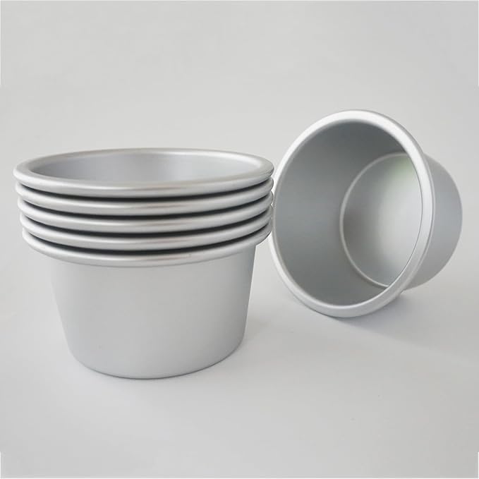 Aluminum Tart Pan Set, 6 PCS Popover Pan Single Serving Pastry, Large Muffin Pans, Baking Tool for Egg Tart, Yorkshire, Cupcake, Baba Au Rhum, Pot Pie (3.82x 2.95x 2.05 Inch)