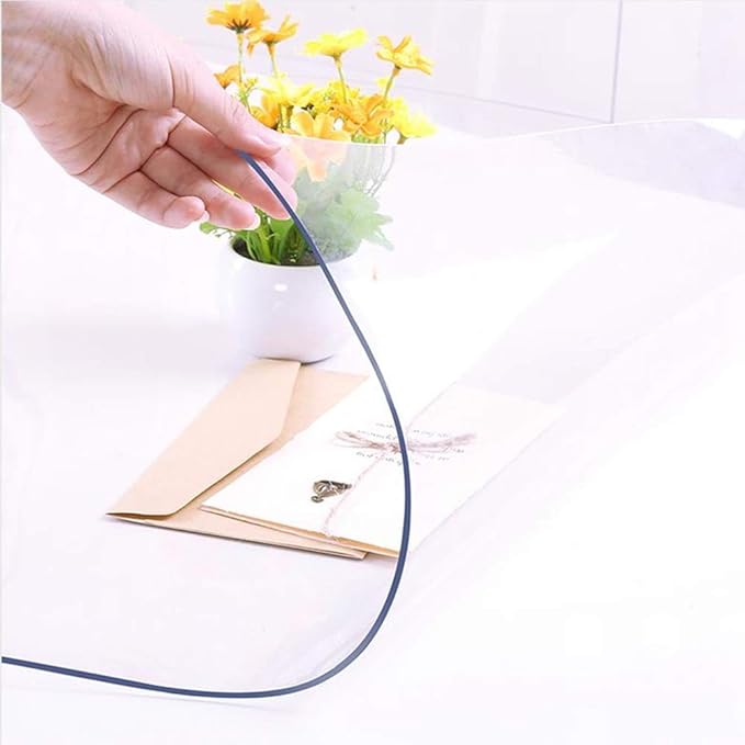 NECAUX Custom 24 x 32 Inch Clear Desk Cover Protector, 1.5mm Thick Plastic Desk Pad, Clear Desk Protector, Desk Mat on top of Desk, Decorative Table Protector for Computer Writing Desk, Side Table