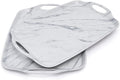 TP Serving Trays with Handles, 17 x 12 Inch Melamine Serving Platters for Food, Meat, Set of 2 Rectangular Trays for Eating, White Marble