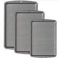 Premium Non-Stick Carbon Steel Cookie Sheet Pan Set, 3-Piece Bakeware Collection, Dishwasher Safe, Heat Resistant, Professional Baking Trays for Oven