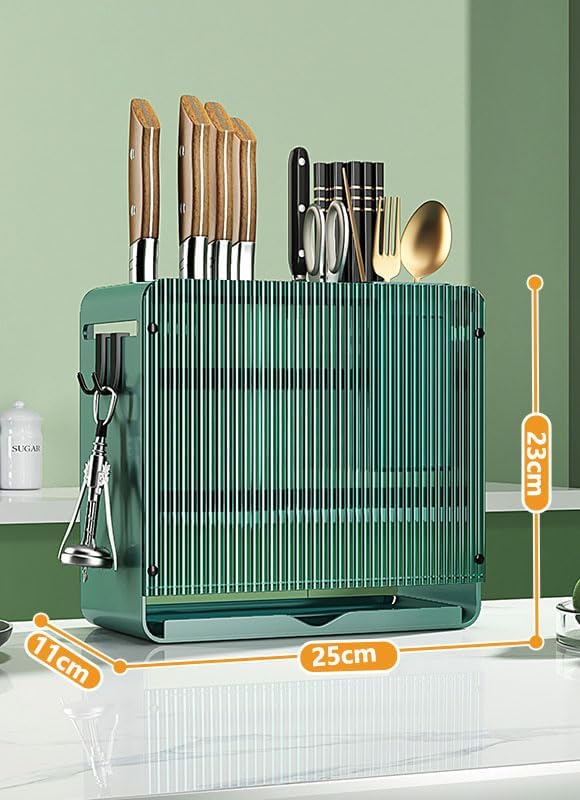 Knife Holder Organizer Stainless Steel Rack This multifunctional kitchen storage rack with Utensil (Green) version:No cutting board rack