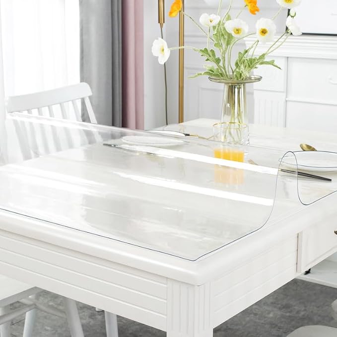 Warmstar Clear Table Cover Protector, 60 x 96 Inch, 1.5mm Thick PVC, Rectangle, Desk & Dining Table Protector Mat