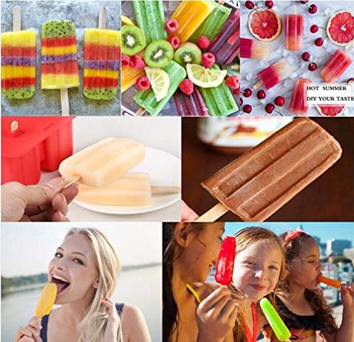 Silicone Popsicle Molds, 10 Cavity, BPA-Free, Red, Cone Shaped, Food Preparation Molds with Sticks and Funnel