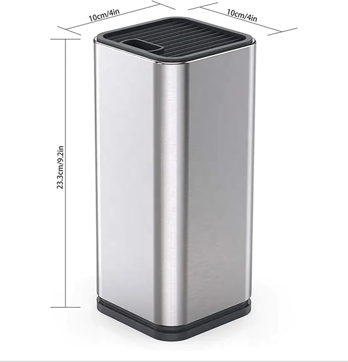 Dura Living Universal Knife Block Holder, Stainless Steel Knife Stand Without Knives, Safe Space Saver Stable Knife Storage with Scissors Slot, Detachable for Easy Cleaning, Kitchen Organizer, Silver