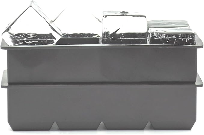 Bangp Large Ice Cube Trays 2 Pack,Big Ice Cube Molds with Removable Lids,Easy Release and Stackable Silicone Ice Cube Tray,Make 16 Big Square Ice Cubes for Whiskey,Cocktails