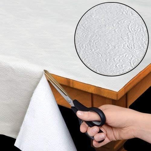 Home Bargains Plus Quilted Heavy Duty Table Pad Protector with Flannel Backing, Cut to Fit, Heat Resistant, Wipe Clean, Protects Table from Spills and Scratches, White, 52” x 144” Rectangle