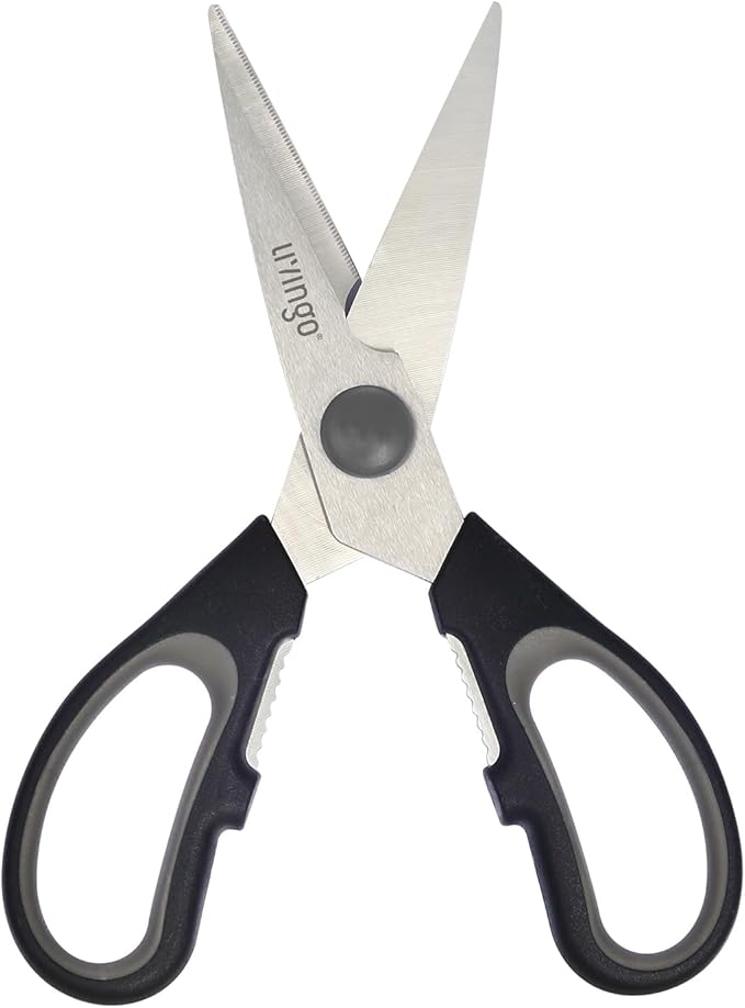 LIVINGO 7.5" Kitchen Scissors All Purpose for Sharp Cutting Small Bones & Vegetables, with Nutcracker Grip Comfortable, Heavy-duty Food Shears for Home Cooking