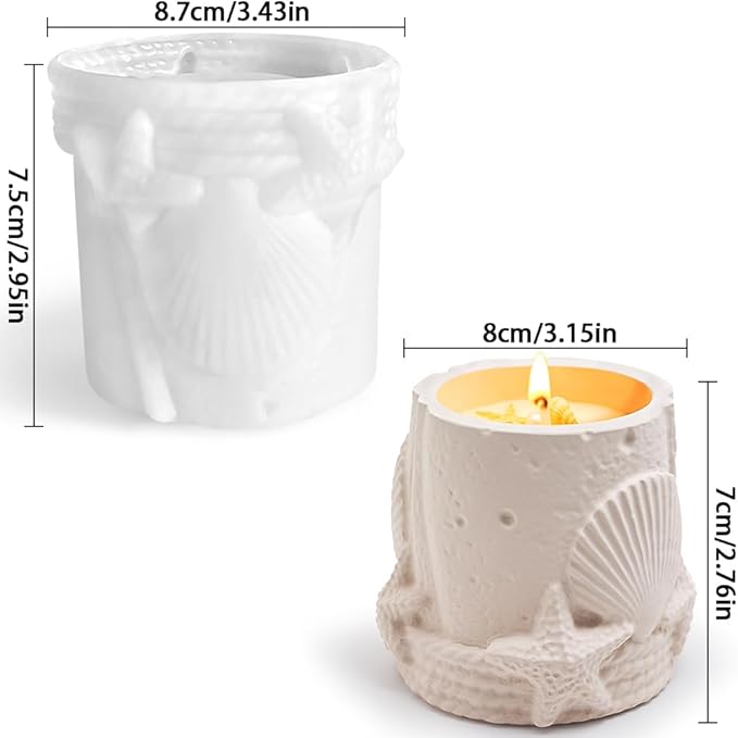 Ocean Sea Shell Starfish Storage Jars Epoxy Resin Molds Silicone Molds for Crafts Summer Marine Storage Jar Organizer Resin Mold Cylindrical Jewelry Candle Jars Containers Silicone Mold Home Decor