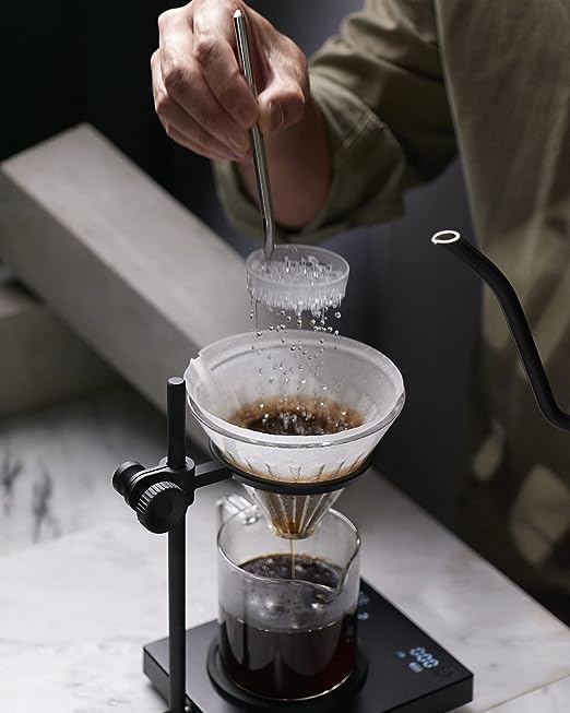 MELODRIP Pour Over Coffee Tool for Cleaner and Sweeter Brewing (Polished Handle and Clear Dish)