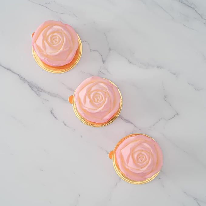 Pastry Tek 6 Cavities Rose Baking Molds, 10 Oven-Ready 3D Rose Molds - Flexible, Freezable, White Silicone Chocolate Molds, Easy Release, For Making Candies or Chocolates - Restaurantware
