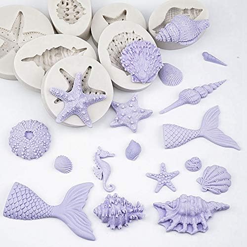 7.2'' 3D Big Mermaid Tail Mold Mermaid Theme Silicone Fondant Mold for Under The Sea Cake Decoration, Chocolate, Candy, Polymer Clay, Cupcake Decor, Sugar Craft