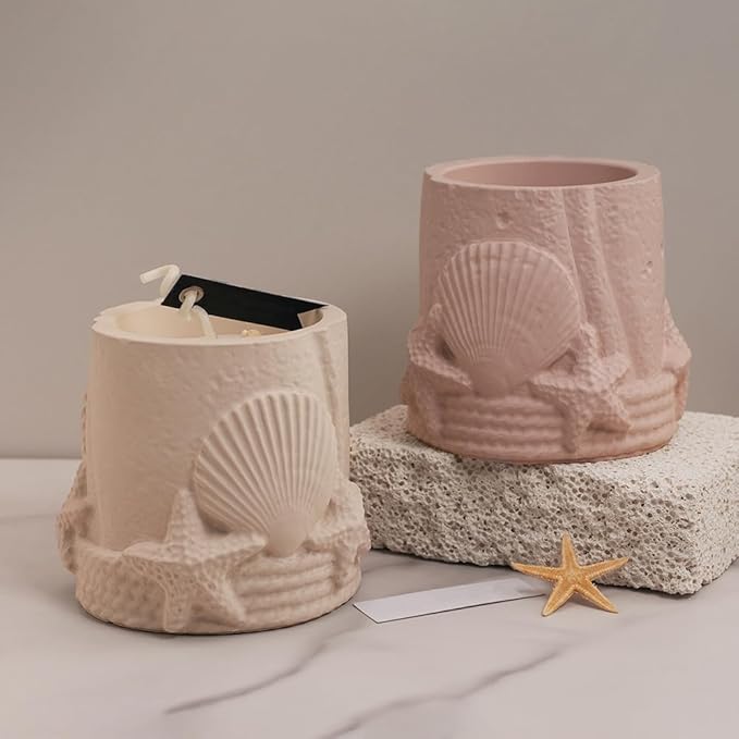 Ocean Sea Shell Starfish Storage Jars Epoxy Resin Molds Silicone Molds for Crafts Summer Marine Storage Jar Organizer Resin Mold Cylindrical Jewelry Candle Jars Containers Silicone Mold Home Decor