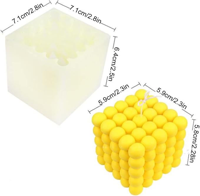 Bubble Cube Silicone Candle Mold for Candle Making, Silicone Soap Mold Fondant Chocolate Cake Mould Epoxy Resin Casting Mold DIY Wax,Polymer Clay