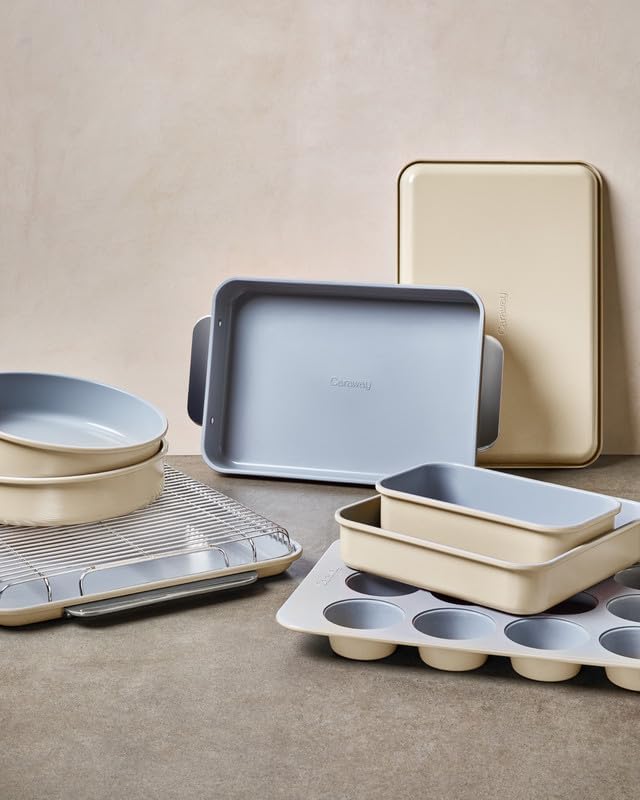 Caraway Non-Stick Ceramic 9” Circle Pan - Naturally Slick Ceramic Coating - Non-Toxic, PTFE & PFOA Free - Perfect for Birthday Cakes, Tartes, & More - Black