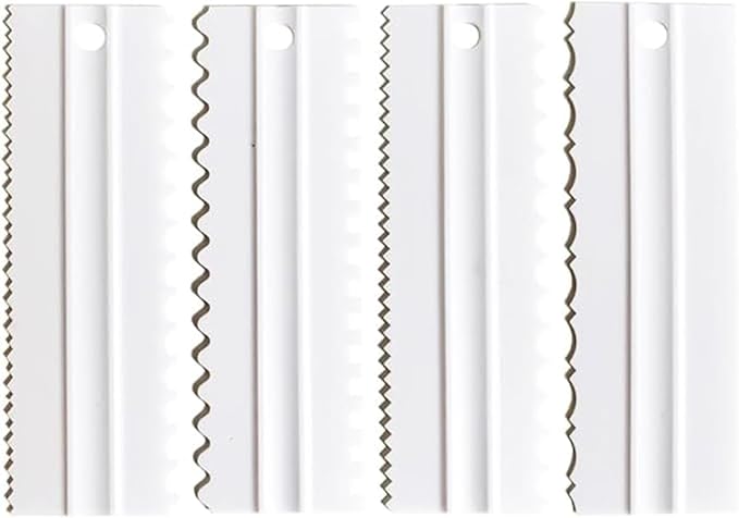 Cake Scrapers Set Decorating Comb and Icing Smoother, Plastic Sawtooth Scraper Polisher Butter Mousse Cream Cake Edge DIY Tool -8 Design Textures (White)