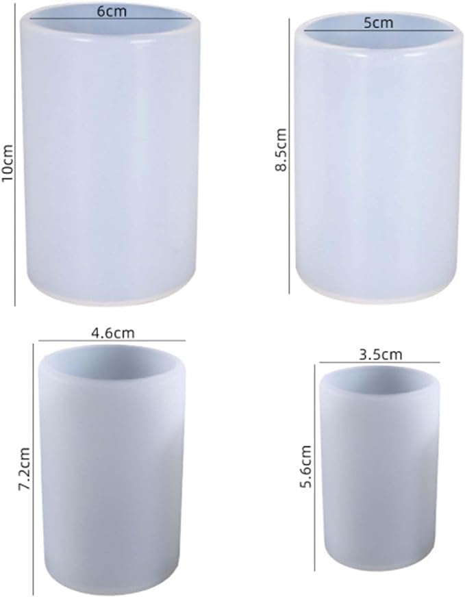 4 Pack Long Pillar Mold - Multiple Style Cylinder - Candle Silicone Wave Spiral Candle Mold - Silicone Resin Casting Molds for Candle & Resin & Soap Craft Supplies