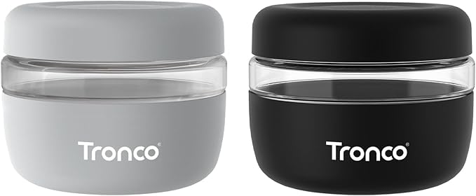 Tronco 16 oz Glass Food Storage Containers with Lids, Airtight, Leak & Spill Proof Glass Lunch Bowls for Meal Prep, Salad, Yogurt, Soup & Stew, Microwave & Dishwasher Safe, BPA-Free, Set of 2
