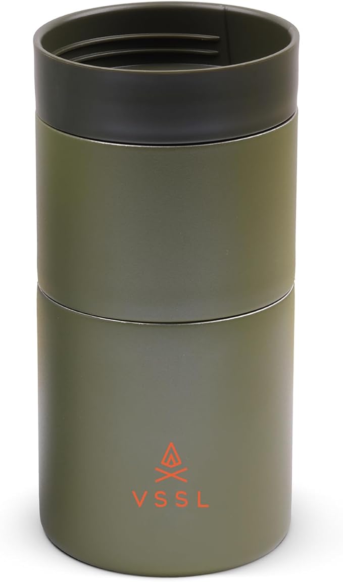 VSSL - Nest Pour Over Coffee Set | Coffee Maker for Camping | All-In-One Travel Pour Over | Transportable Dripper, 10oz Stainless Steel Travel Mug | Compact Storage & Adventure Ready | Deep Moss