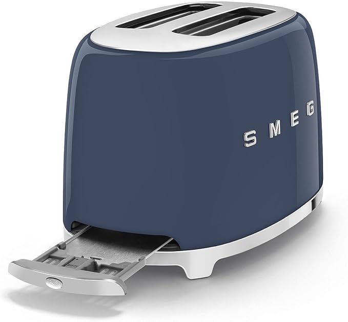 SMEG 2 Slice Toaster with 6 Presets and Defrost Function and Removable Crumb Tray (Navy)