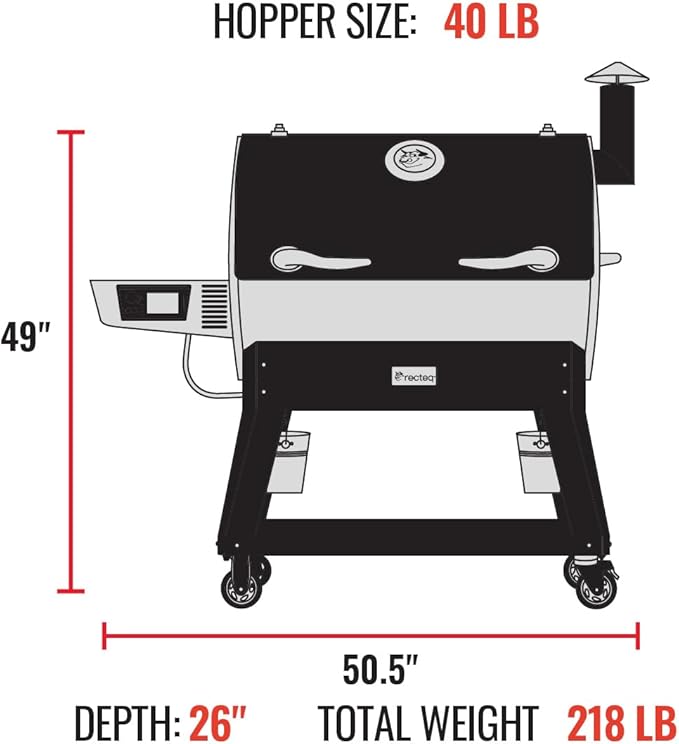 recteq Pellet Grill Smoker - Flagship 1600, Wood Pellet Smoker, BBQ Pellet Smokers, Wi-Fi Smart Grill, 1600 Sq. In. Cook Space, Pellet Smoker Grill, 40 lbs Hopper, 40 Hr Cooking, BBQ Master Bundle