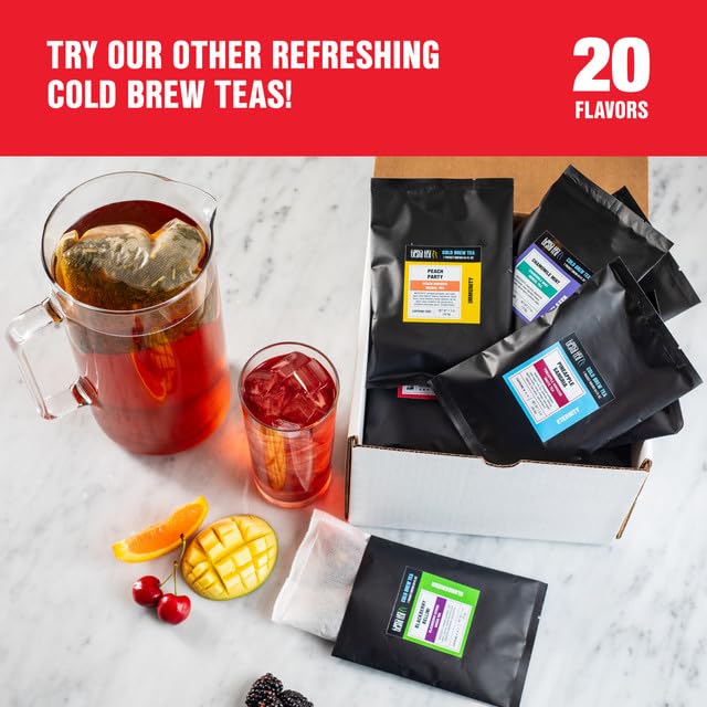 Tiesta Tea - Peach Party Cold Brew, Peach Hibiscus Herbal Tea, Premium Loose Leaf Blend, Non Caffeinated Cold Brew Packets, Makes 64 oz of Pitcher Per Bag (Pack of 10)