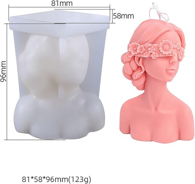 2 Pack Braid Girl Shape Portrait Candle Resin Mold - Resin Casting Silicone Molds for Home Decor & Candle Making Wave Spiral Mold