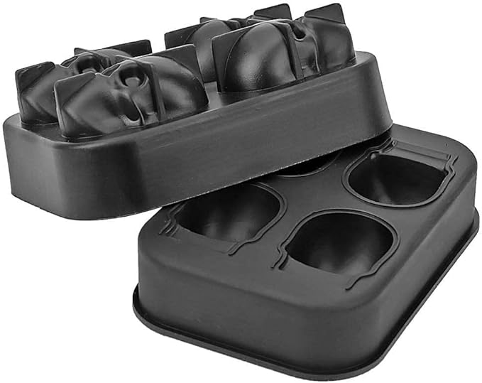 CHIYAN 3D Skull Silicone Ice Cube Mold - 2 Pack 1.9″ Easy Release Flexible Silicone Freezer Tray, Reusable Whiskey Ice Cubes Mold Skull for Party Cocktails Champagne and Drinks