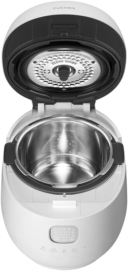 CUCHEN CRH-TWS1010PWUS, Full Stainless Inner Pot, Induction Heating Dual Pressure Rice Cooker,10 Person, 10-cup, 2.28 Quarts (uncooked), 20-cup, 4.56 Quarts (cooked), Dual Pressure Low and Hi, Auto Steam Clean, Slow Cooker, Steam Cooker