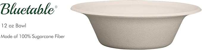 Paper Bowls Disposable Bowls Compostable [1000 Pack] Bulk 12 oz Biodegradable Bowl - Case Pack Good For Hot Soup Chili - Made from 100% Sugarcane, Eco-Friendly Bagasse Bowls Natural [1000 Pack/Case]