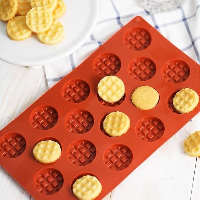 Silicone Waffle Mold Set, 2PCS/Set 18 Cavity Mini Silicone Waffle Mold Waffle Making Mold, Non-stick Cake Cookie Chocolate Making Mold for Baking