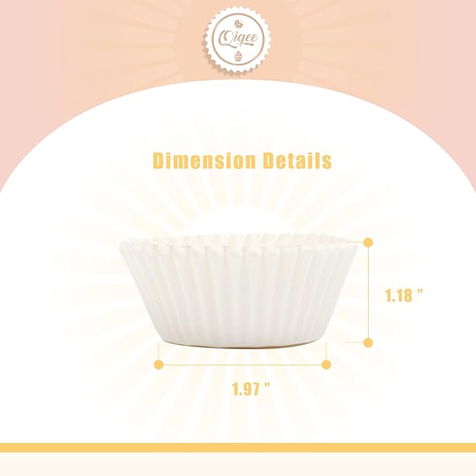 qiqee 1000pcs White Cupcake Liners Muffin Linner No Smell, Food Grade Baking Cups（Standard Size）