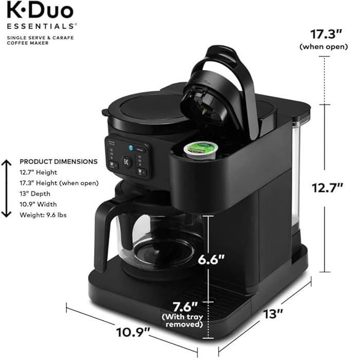 2-in-1 Hot & Iced Coffee Maker for Pods & Grounds – 12-Cup Glass Carafe & Single-Serve Brewer, 72oz Reservoir, Strong Brew, Extra Hot, Brew Over Ice, MultiStream Tech, Compact Design (Black)