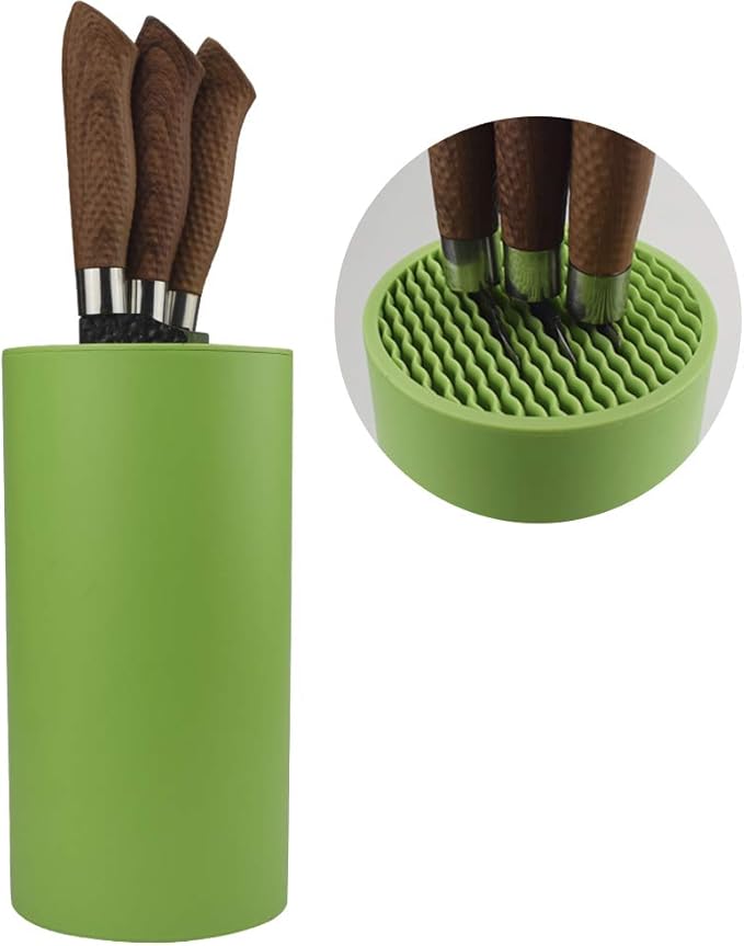 Universal Knife Block Holder Multi-Functional Resin Knife Storage Slot to Protect Blades Detachable for Easy Cleaning Kitchen Knife Holder for Counter Top (Green)
