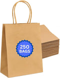 ASSUREPAK Earth Friendly Paper Bags - 60LB - 10"x5"x13" - 250 Bags - 90 GSM - Kraft/Natural - Gift Bags for Decorating, Birthdays & Events